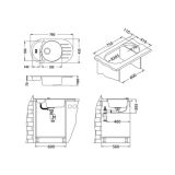 GRANITAL POMIVALNO KORITO ALVEUS NIAGARA 50, BEIGE-G55 780X435 MM