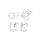 GRANITAL POMIVALNO KORITO ALVEUS ROCK 130, G81 CONCRETE 780X480 MM