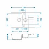 GRANITAL POMIVALNO KORITO ALVEUS ROCK 70, G11 ARCTIC 780X480 MM