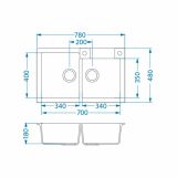 GRANITAL POMIVALNO KORITO ALVEUS ROCK 90, G55 BEIGE 780X480 MM