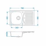 GRANITAL POMIVALNO KORITO KOVINOPLASTIKA LOŽ RECORD 30, G91 CARBON 780X480 MM
