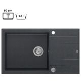 GRANITAL POMIVALNO KORITO QUADRON EVAN 136 XL ČRN DIAMANT