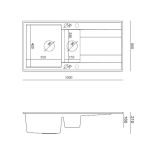 GRANITAL POMIVALNO KORITO QUADRON EVAN 156 ČRN DIAMANT