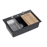 GRANITAL POMIVALNO KORITO QUADRON MARC WORKSTATION ČRN