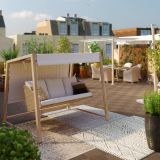 GUGALNIK 3P MEDENA JEKLO Z UČINKOM LESA PLETENO SPUNPOLY