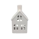 NOVOLETNI SVEČNIK GLOSSTYLE HIŠA PORCELANASTA 11 CM BELA ZA ČAJNO SVEČKO