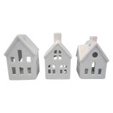 NOVOLETNI SVEČNIK GLOSSTYLE HIŠA PORCELANASTA 11 CM BELA ZA ČAJNO SVEČKO