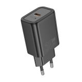 HOCO POLNILEC ADAPTER N63 GAN PD 30W USB-A, TYPE C ZA SAMSUNG - ČRN