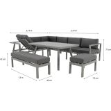 JEDILNA KOTNA GARNITURA NAXOS II 10P MODULAR ALU TEMNO SIVA