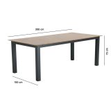 KOVINSKA MIZA NATERIAL CLARA SIVA 200X100 ALU, SINT. LES