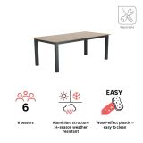 KOVINSKA MIZA NATERIAL CLARA SIVA 200X100 ALU, SINT. LES