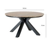 KOVINSKA MIZA NATERIAL CLARA T.SIVA D140CM ALU SINTETIČNI LES