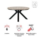 KOVINSKA MIZA NATERIAL CLARA T.SIVA D140CM ALU SINTETIČNI LES