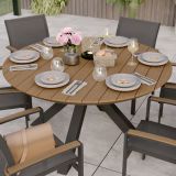 KOVINSKA MIZA NATERIAL CLARA T.SIVA D140CM ALU SINTETIČNI LES