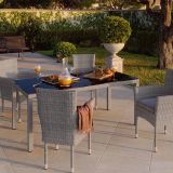 JEDILNA MIZA DAVOS FIX PROTJE-ALU-STEKLO SIVA 90X180X74