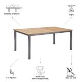 JEDILNA MIZA ORIS METULJ ALU + EVKALIPTUS 180/240