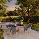 STOL DAVOS, PLETEN UMETNI RATAN, ALU TEMNO SIV