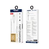 JELLICO PODATKOVNI KABEL KDS-30 (FAST CHARGE) 3,1A VHOD TYPE C NA USB-A 1M, BEL