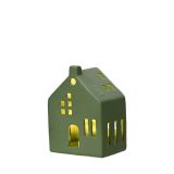 JESENSKA DEKORACIJA DECORIS SVEČNIK HIŠKE, ZELENA 7.5X7.5X18.5 CM SORTIRANO