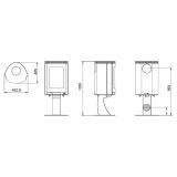 KAMINSKA PEČ LOKATERM KOMEN ČRN NA NOGI STRANICI INOX