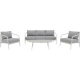 KOVINSKA VRTNA GARNITURA NATERIAL SET ORNA + MIZA, BELA ALU