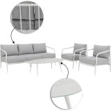 KOVINSKA VRTNA GARNITURA NATERIAL SET ORNA + MIZA, BELA ALU