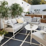 KOVINSKA VRTNA GARNITURA NATERIAL SET ORNA + MIZA, BELA ALU