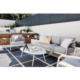 KOVINSKA VRTNA GARNITURA NATERIAL SET ORNA + MIZA, BELA ALU