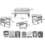 KOVINSKA VRTNA GARNITURA NATERIAL SET ODYSSEA + MIZICA SIVA ALU