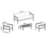 KAVČNA GARNITURA ORIS II ALU/EUC KAVČ3P+2AC+MIZA D.GR/D.SIVA BLAZINA