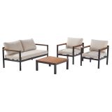 KAVČNA GARNITURA ORIS II ALU/EUC SOFA2P+2AC+MIZA D.GR/BEŽ BLAZINA