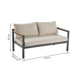 KAVČNA GARNITURA ORIS II ALU/EUC SOFA2P+2AC+MIZA D.GR/BEŽ BLAZINA