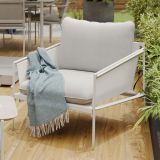 KAVČNA GARNITURA SIGMA 4P JEKLO KD BELA STRUKTURA STEKLENA MIZNA PLOŠČA