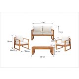 KAVČNA GARNITURA SOLARIS COMPACT 4P FSC AKACIJA BEŽ MEDEN LES