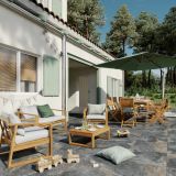 KAVČNA GARNITURA SOLARIS COMPACT 4P FSC AKACIJA BEŽ MEDEN LES