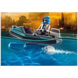 KOCKE PLAYMOBIL POLICIST Z REAKTIVNIM NAHRBT. IN ČOLNOM 70782