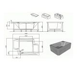 KOPALNA KAD KOTNA KOLPA SAN NABUCCO 190X120 BELA ZA VGRADNJO