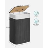 KOŠ ZA PERILO SONGMICS BAMBUS ZLOŽLJIV S POKROVOM 72 L ČRNA