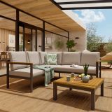 KOTNA GARNITURA ORIS II 5P ALU/EUC+KAVNA MIZICA D.GR/BEŽ BLAZINA