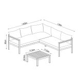 KOTNA GARNITURA ORIS II 5P ALU/EUC+KAVNA MIZICA D.GR/BEŽ BLAZINA