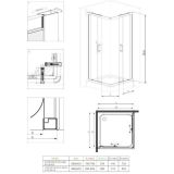 KOTNA KABINA ZA PRHANJE DEANTE FUNKIA KYC 042K 80 CM