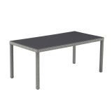 KOVINSKA MIZA NATERIAL DRIOS UMETNI RATAN ALU STEKLO, 172X90 TEMNO SIVA