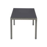 KOVINSKA MIZA NATERIAL DRIOS UMETNI RATAN ALU STEKLO, 172X90 TEMNO SIVA