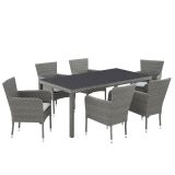 KOVINSKA MIZA NATERIAL DRIOS UMETNI RATAN ALU STEKLO, 172X90 TEMNO SIVA