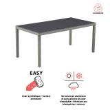 KOVINSKA MIZA NATERIAL DRIOS UMETNI RATAN ALU STEKLO, 172X90 TEMNO SIVA