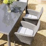 KOVINSKA MIZA NATERIAL DRIOS UMETNI RATAN ALU STEKLO, 172X90 TEMNO SIVA