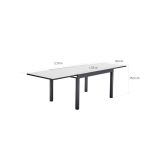 KOVINSKA MIZA NATERIAL LYRA II 4/10P ALU STEKLO 135/270X90 TEMNO SIVA