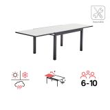 KOVINSKA MIZA NATERIAL LYRA II 4/10P ALU STEKLO 135/270X90 TEMNO SIVA