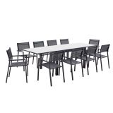 KOVINSKA MIZA NATERIAL LYRA II 4/10P ALU STEKLO 135/270X90 TEMNO SIVA