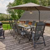 KOVINSKA MIZA NATERIAL LYRA II 4/10P ALU STEKLO 135/270X90 TEMNO SIVA